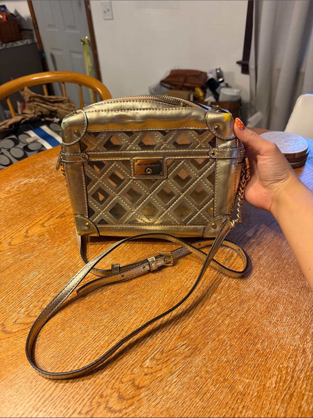 Michael Kors Metallic Gold Quilted Crossbody Bag